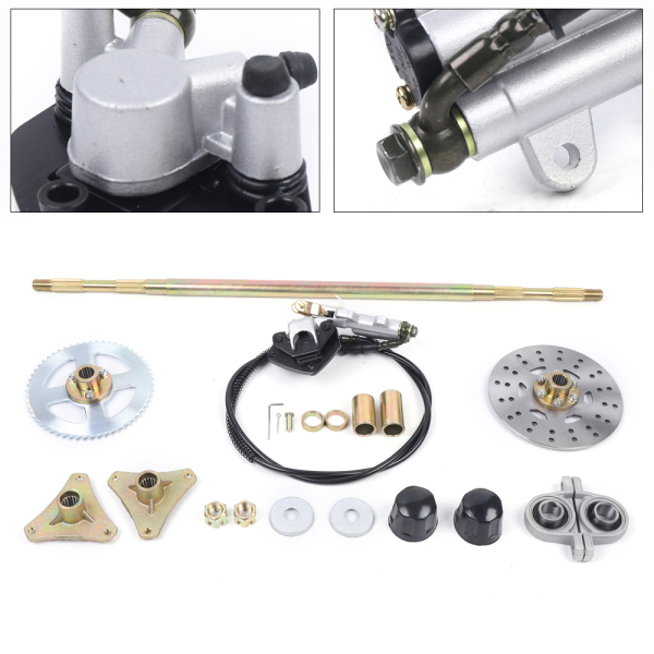 Complete Go Kart Rear Axle Kit W/Master Cylinder & Caliper (No Chain)